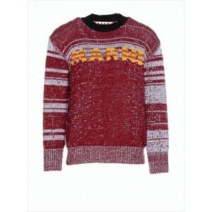 Marni Marled Knit Sweater With Ribbed Crew Neck And Bold Lettering - NWT
